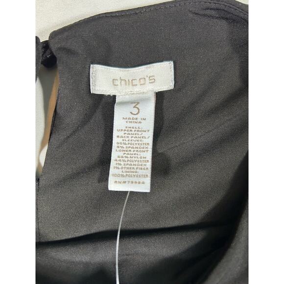 Chico's Chevron Metallic Dress Womens Size XL Black Gold Sheath Knee Length NWT - Picture 5 of 11